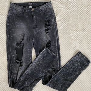 Acid wash high waisted jeans